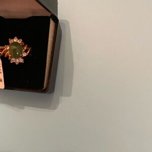 Gold-plated Genuine Jade Cocktail Ring - Women's Jewelry